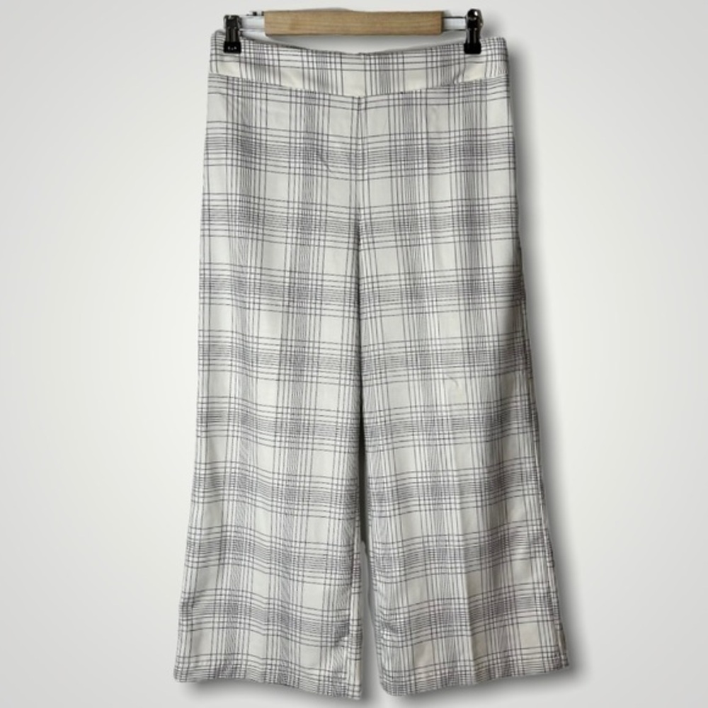 Carolina Belle window pane plaid wide leg crop pant